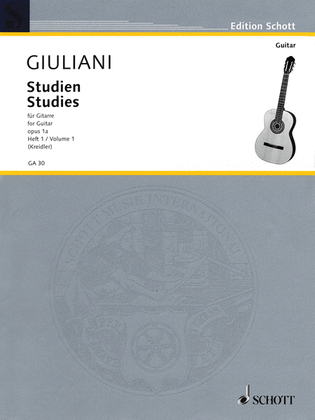 Book cover for Studies for Guitar, Op. 1a - Volume 1