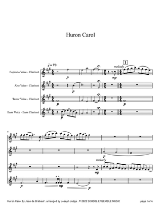 Book cover for Huron Carol for Clarinet Quartet in Schools