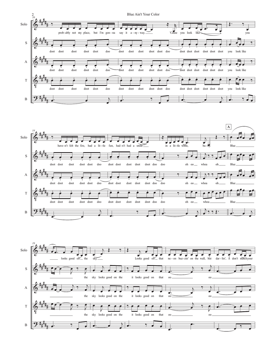Blue Ain't Your Color Blue Ain't Your Color 4-Part scores gallery preview page 2