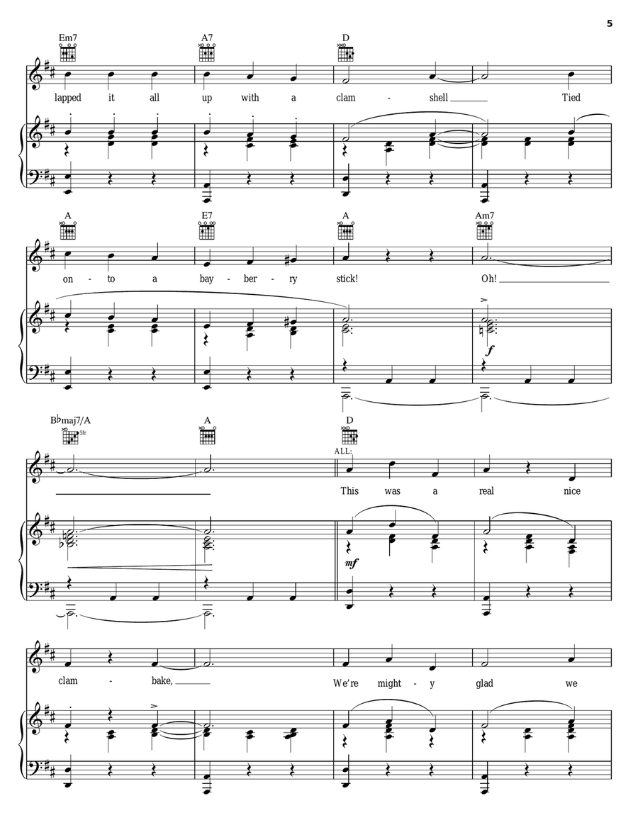 A Real Nice Clambake Piano, Vocal, Guitar scores gallery preview page 5