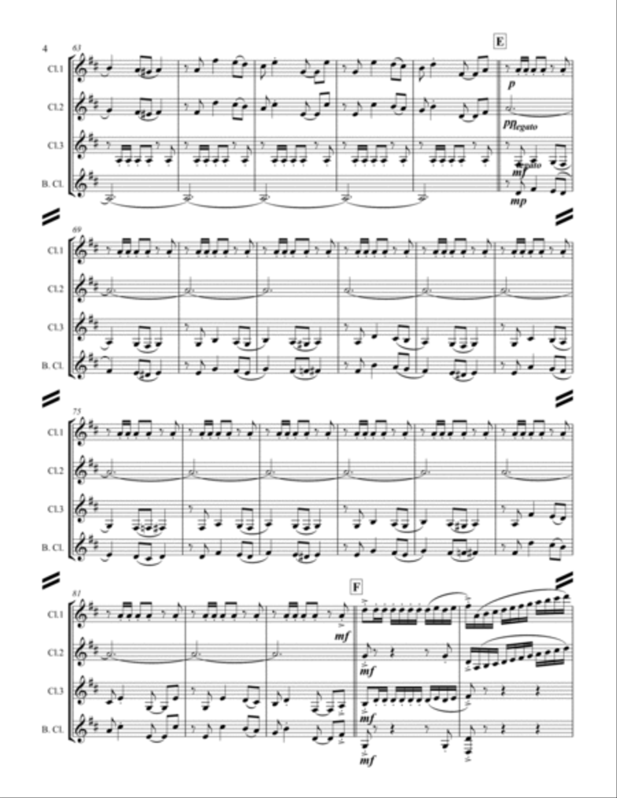 Tchaikovsky – Danse Espagnole (Spanish Dance) from Swan Lake (for Clarinet Quartet) Clarinet Quartet scores gallery preview page 5