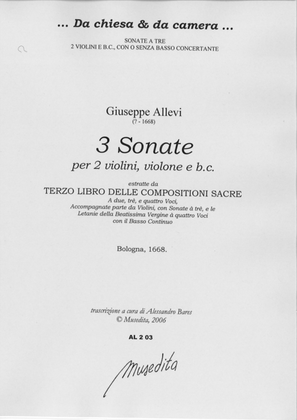 Book cover for 3 Sonate (Venezia, 1668)