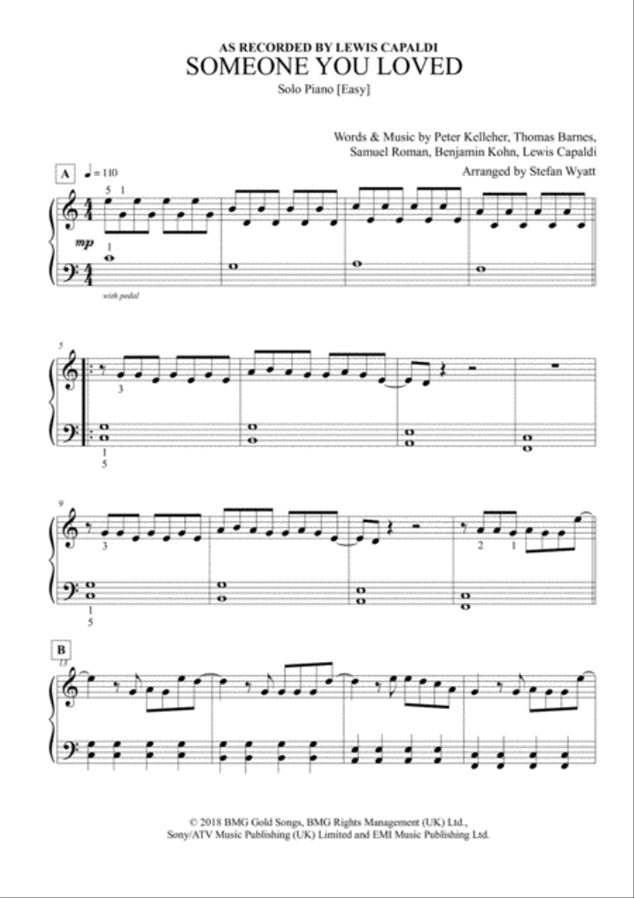 Someone You Loved Someone You Loved Piano Solo scores gallery preview page 1