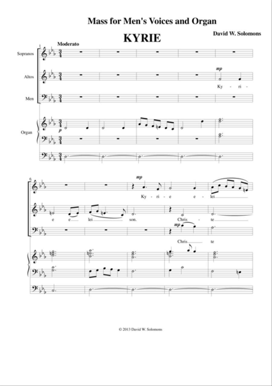 Mass for mixed choir and organ SA scores gallery preview page 1
