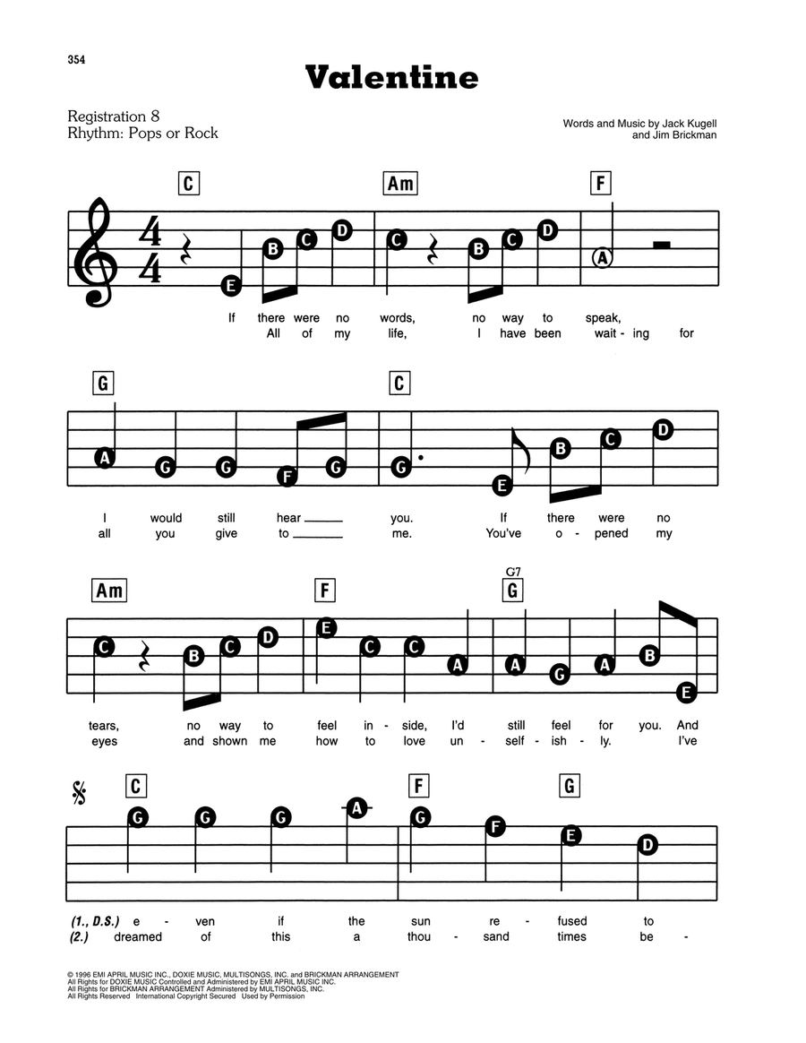 Valentine Electronic Keyboard scores gallery preview page 1