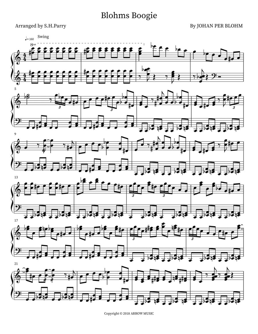 Blohms Boogie Piano Solo scores gallery preview page 1