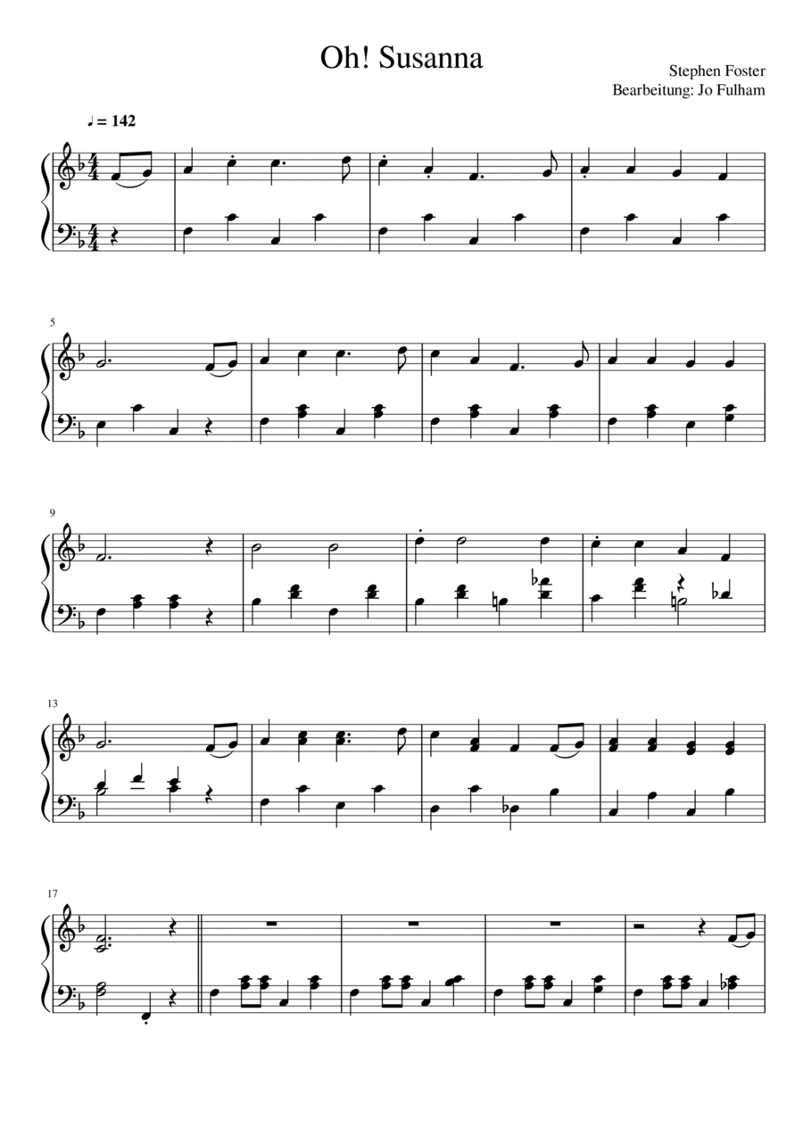 Oh! Susanna Oh! Susanna Piano Solo scores gallery preview page 1