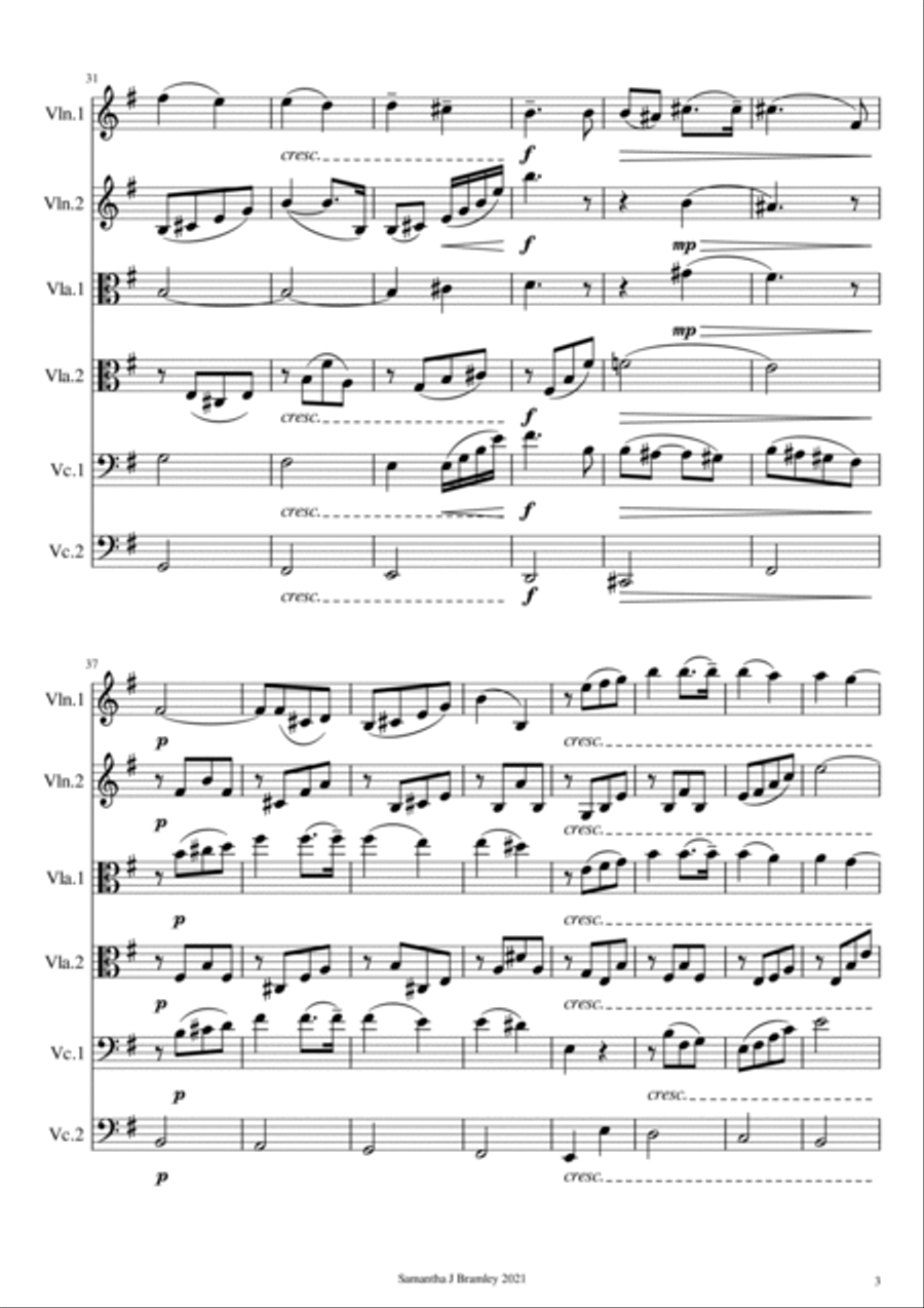 Chanson de Matin by SIr Edward Elgar (for string sextet) Set of Parts scores gallery preview page 3