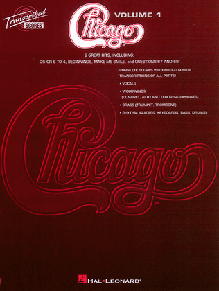 Book cover for Chicago – Transcribed Scores Volume 1