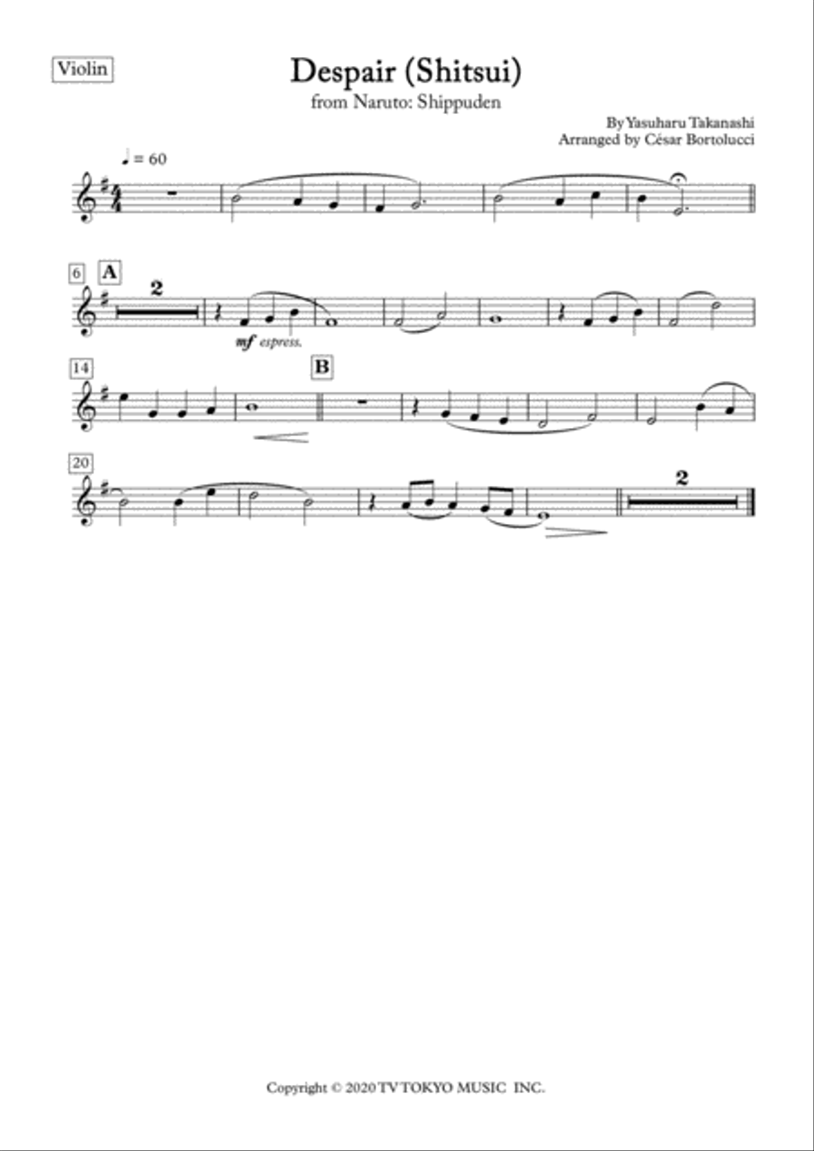 Despair (shitsui) Violin Solo scores gallery preview page 2