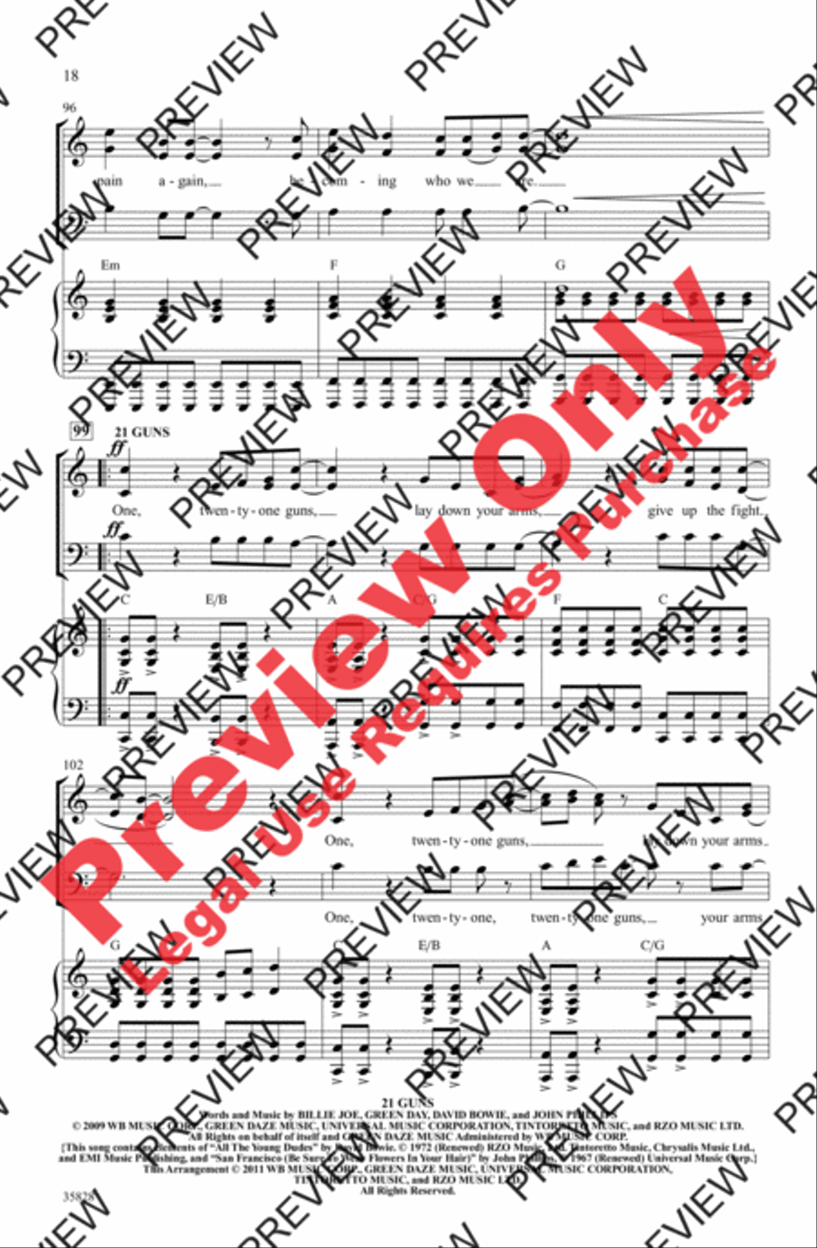Green Day on Stage: Selections from American Idiot 3-Part scores gallery preview page 18