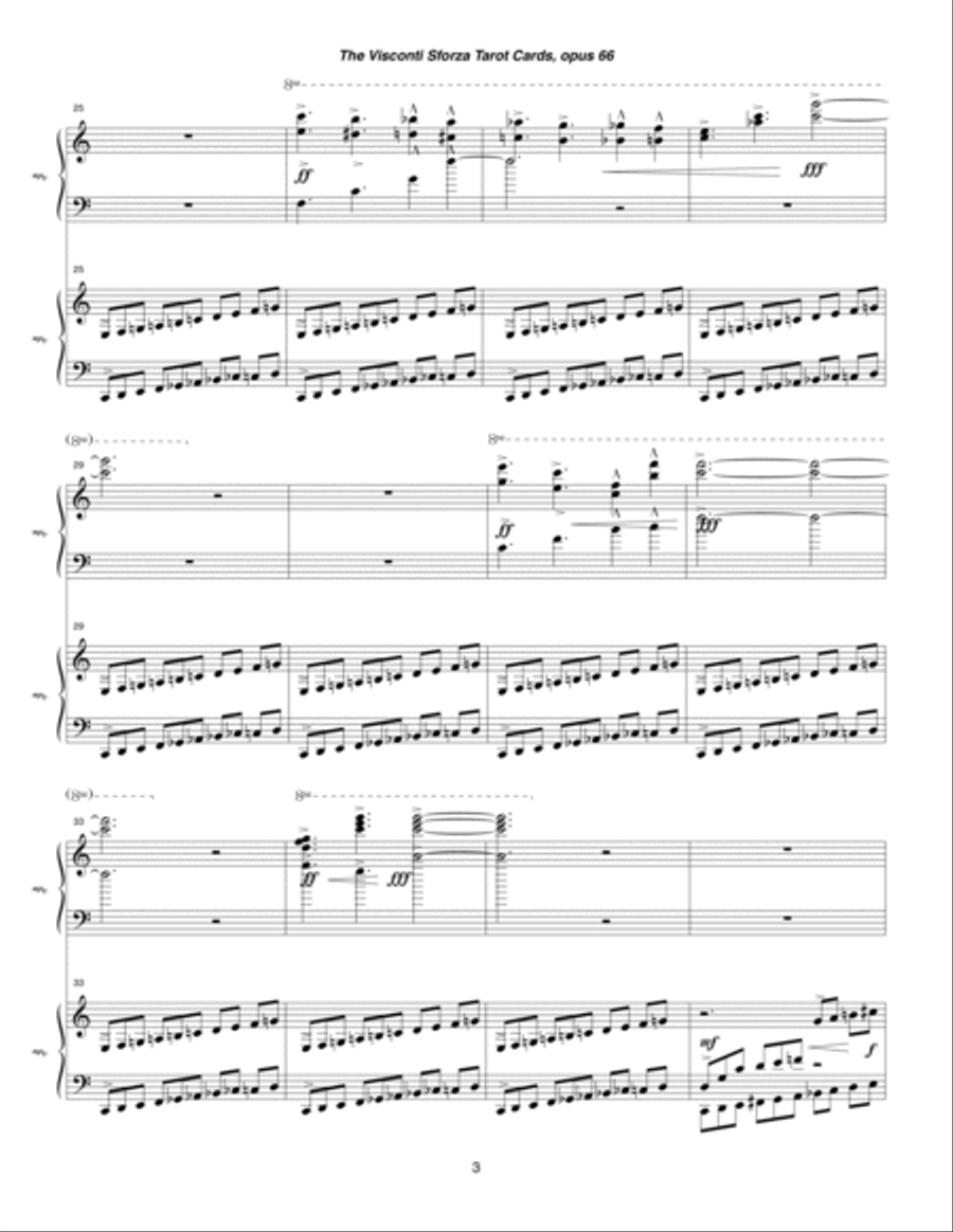 Visconti Sforza Tarot Cards, opus 66 ... Twenty Two Salon Pieces For Two Pianos (1996) 17 La Torre 2 Pianos, 4-Hands scores gallery preview page 3