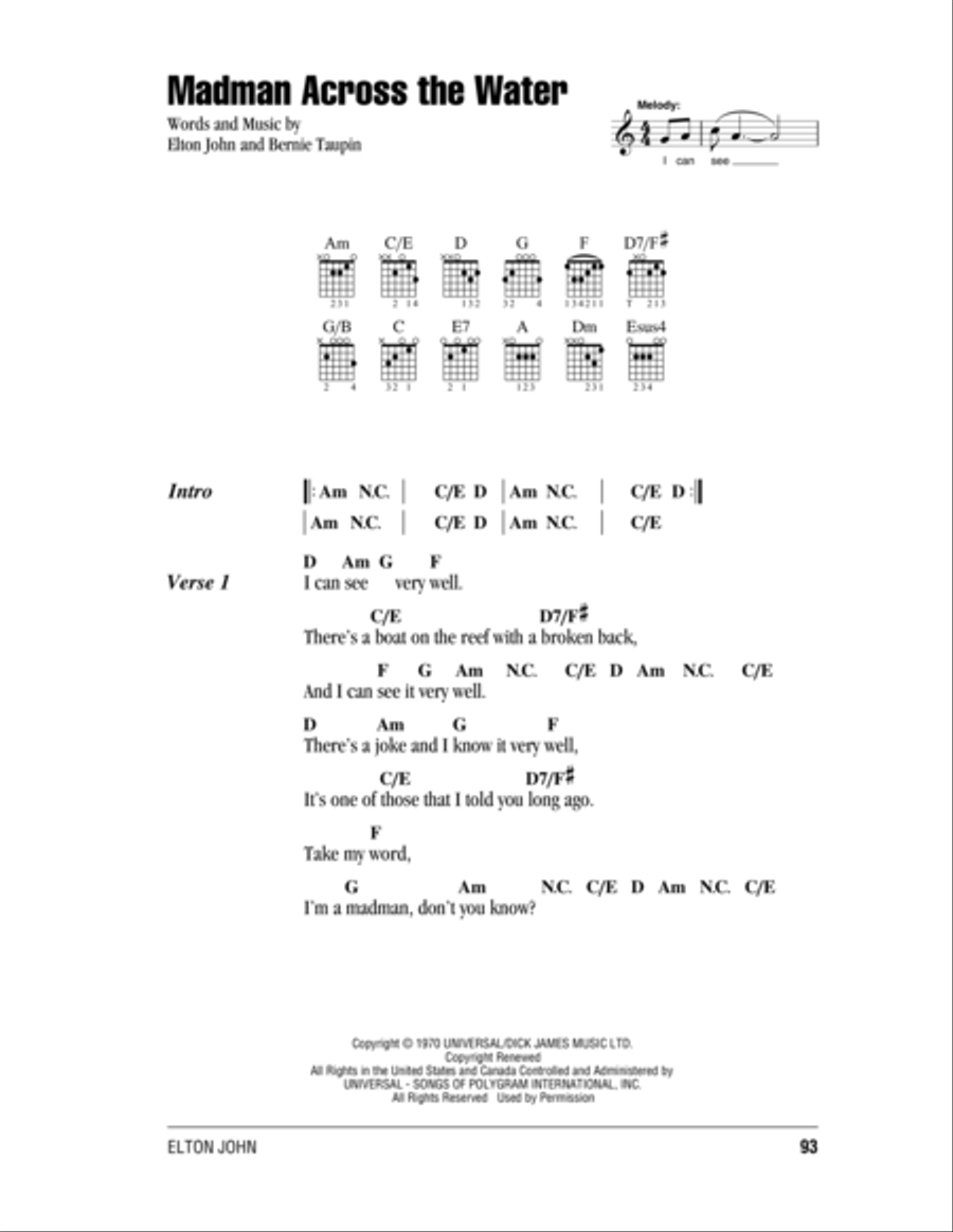 Madman Across The Water Acoustic Guitar scores gallery preview page 1