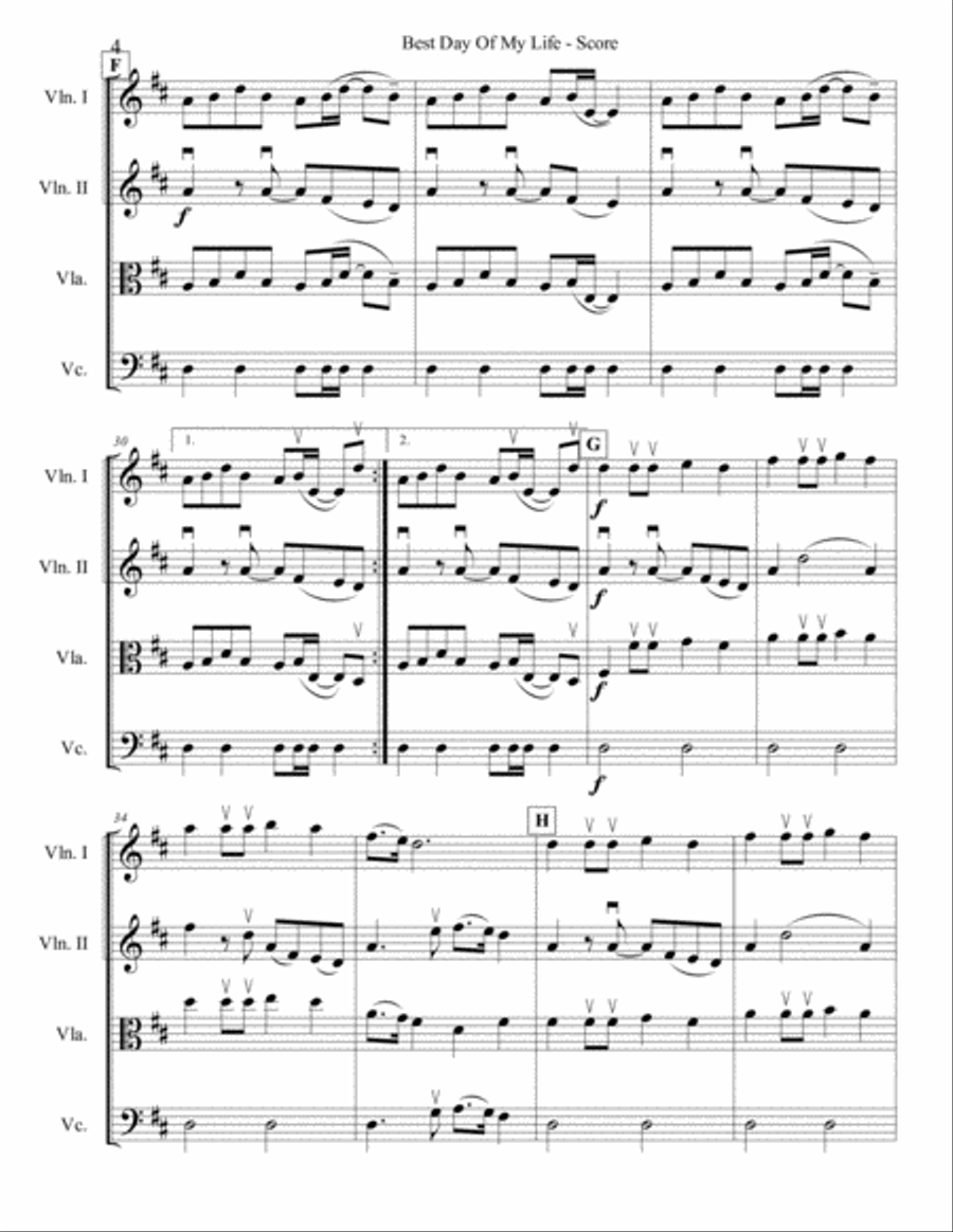 Best Day Of My Life String Quartet scores gallery preview page 4