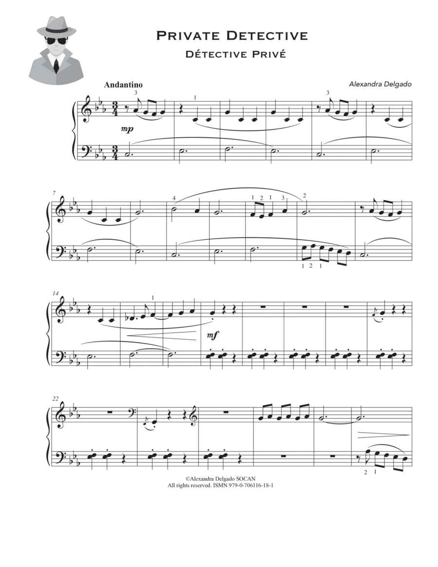 Private Detective/Détective privé Easy Piano scores gallery preview page 1
