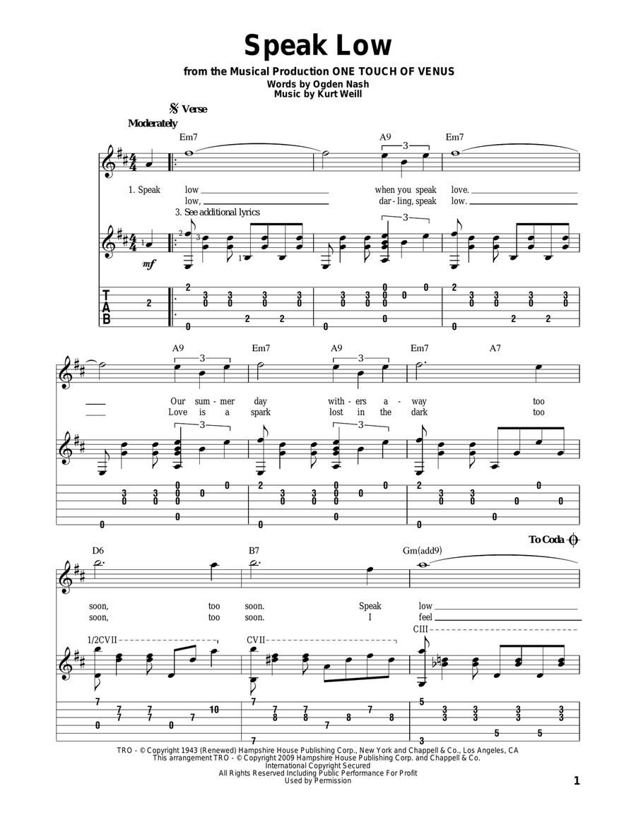 Speak Low Electric Guitar scores gallery preview page 1