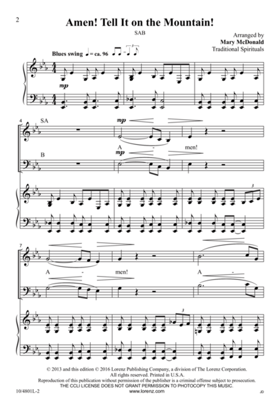 Amen! Tell It on the Mountain! 3-Part scores gallery preview page 2