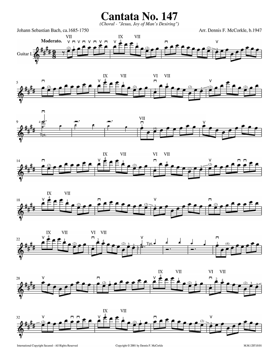 Cantata No. 147 for Two Guitars BWV 147 (Jesus, Joy of Man's Desiring) Classical Guitar scores gallery preview page 1