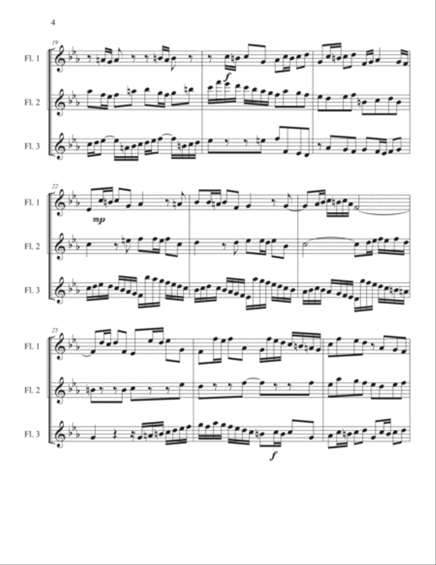 Bach Fugue in C Minor for 3 Part Flute Choir Woodwind Trio scores gallery preview page 4