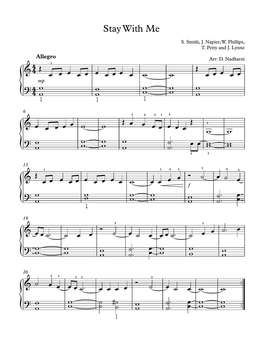 Stay With Me Easy Piano scores gallery preview page 1
