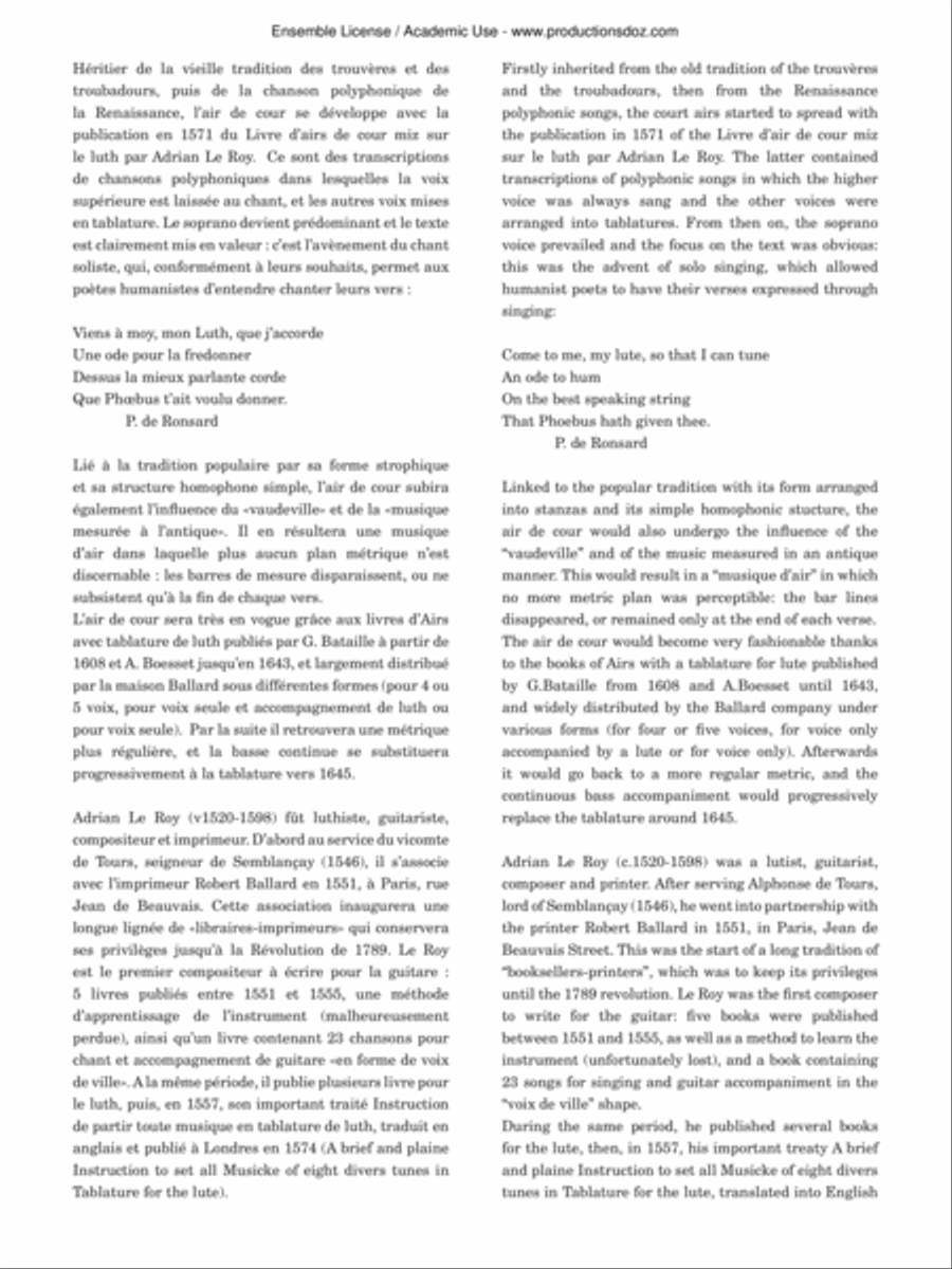 Airs de cour, vol. 1 Classical Guitar scores gallery preview page 3