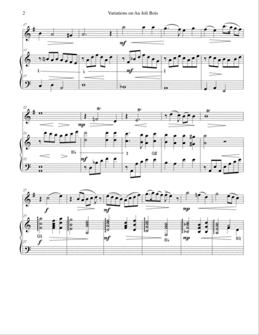 Variations on au Joli Bois for cor anglais and harp English Horn scores gallery preview page 2