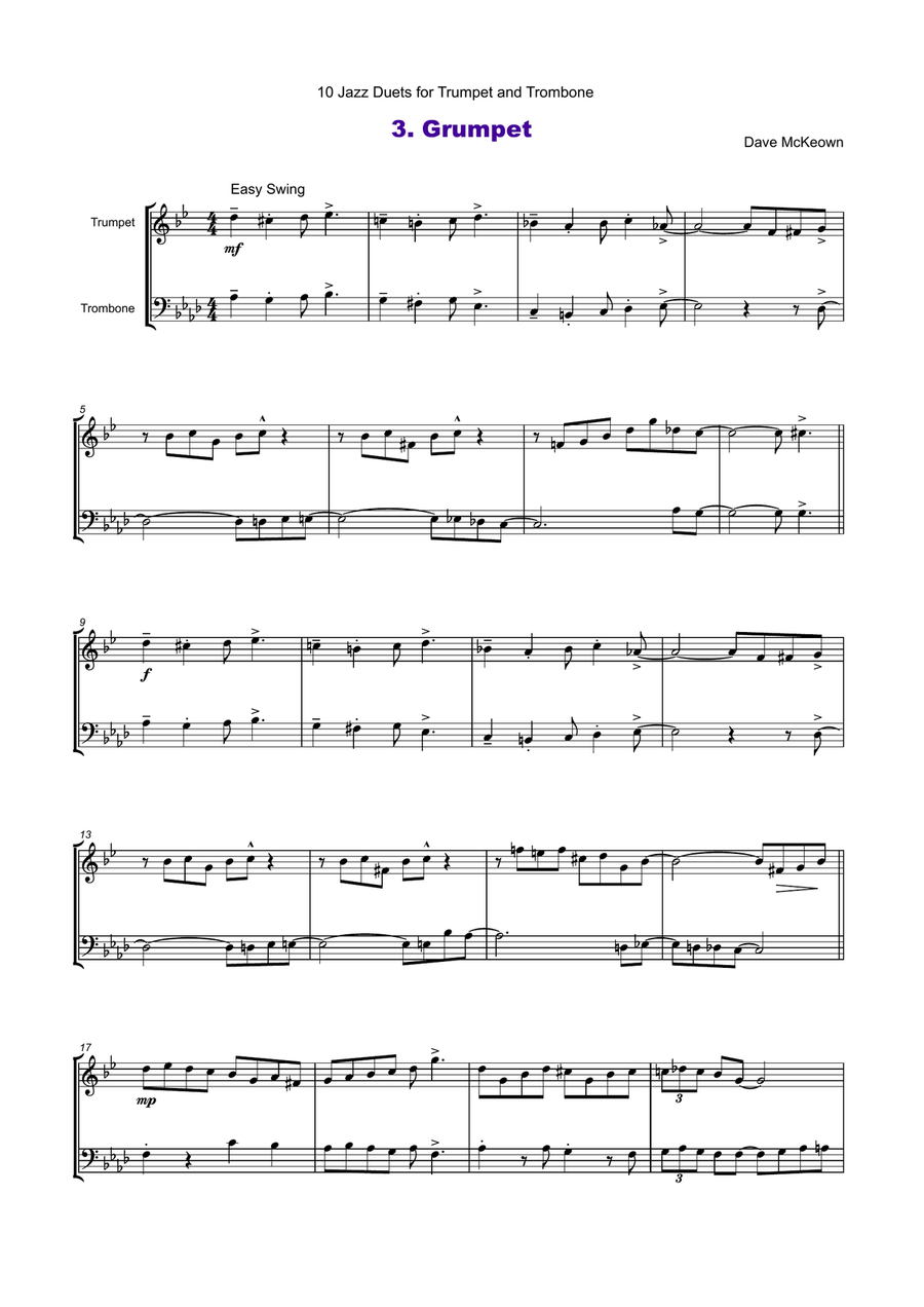 10 Jazz Duets for Trumpet and Trombone Brass Duet scores gallery preview page 5