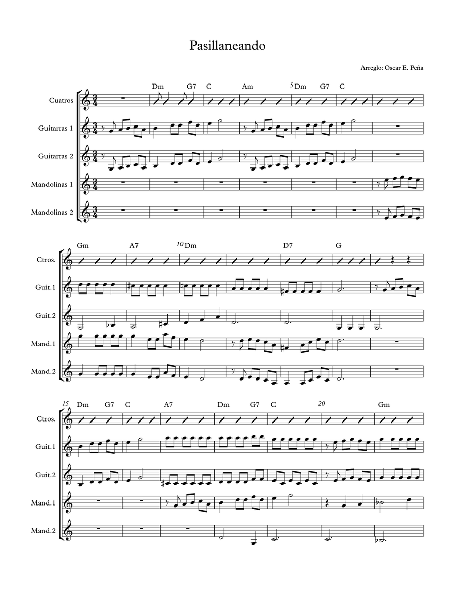 Pasillaneando Guitar scores gallery preview page 1