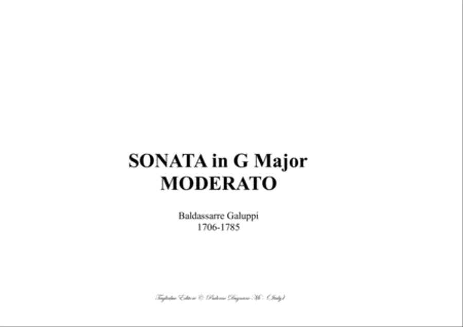 SONATA IN G MAJOR - MODERATO - B. Galuppi - For Organ Organ Solo scores gallery preview page 1