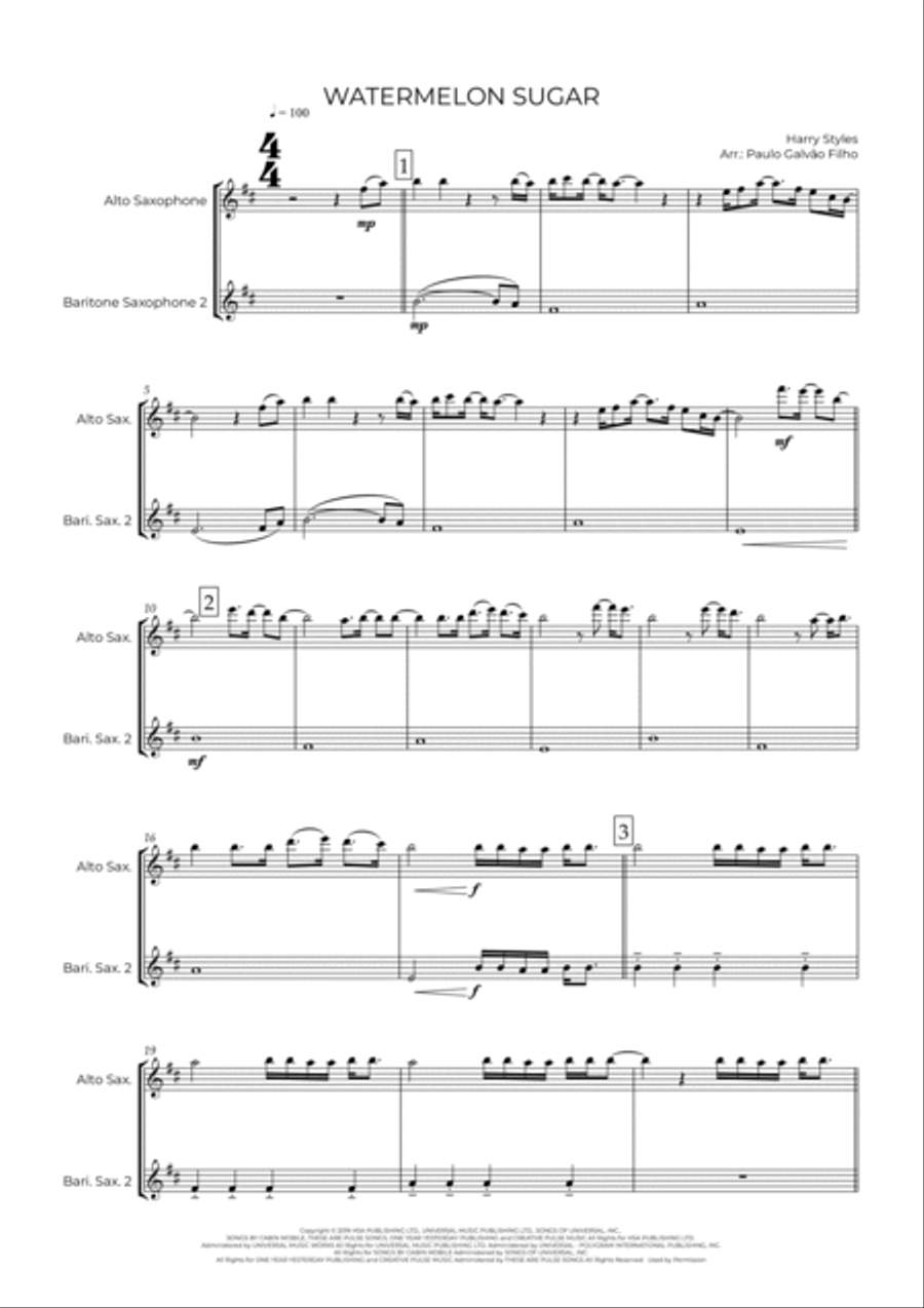Watermelon Sugar Woodwind Duet scores gallery preview page 2