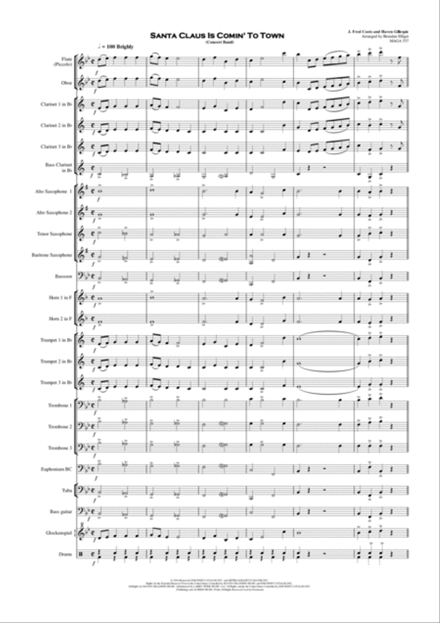 Santa Claus Is Comin' To Town Concert Band scores gallery preview page 2