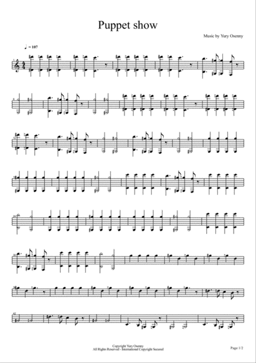 Puppet show Classical Guitar scores gallery preview page 1