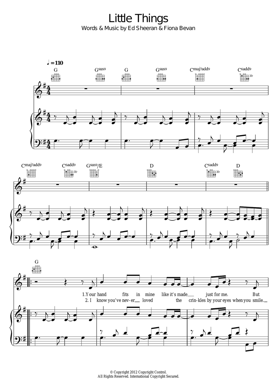Little Things Little Things Piano, Vocal scores gallery preview page 1