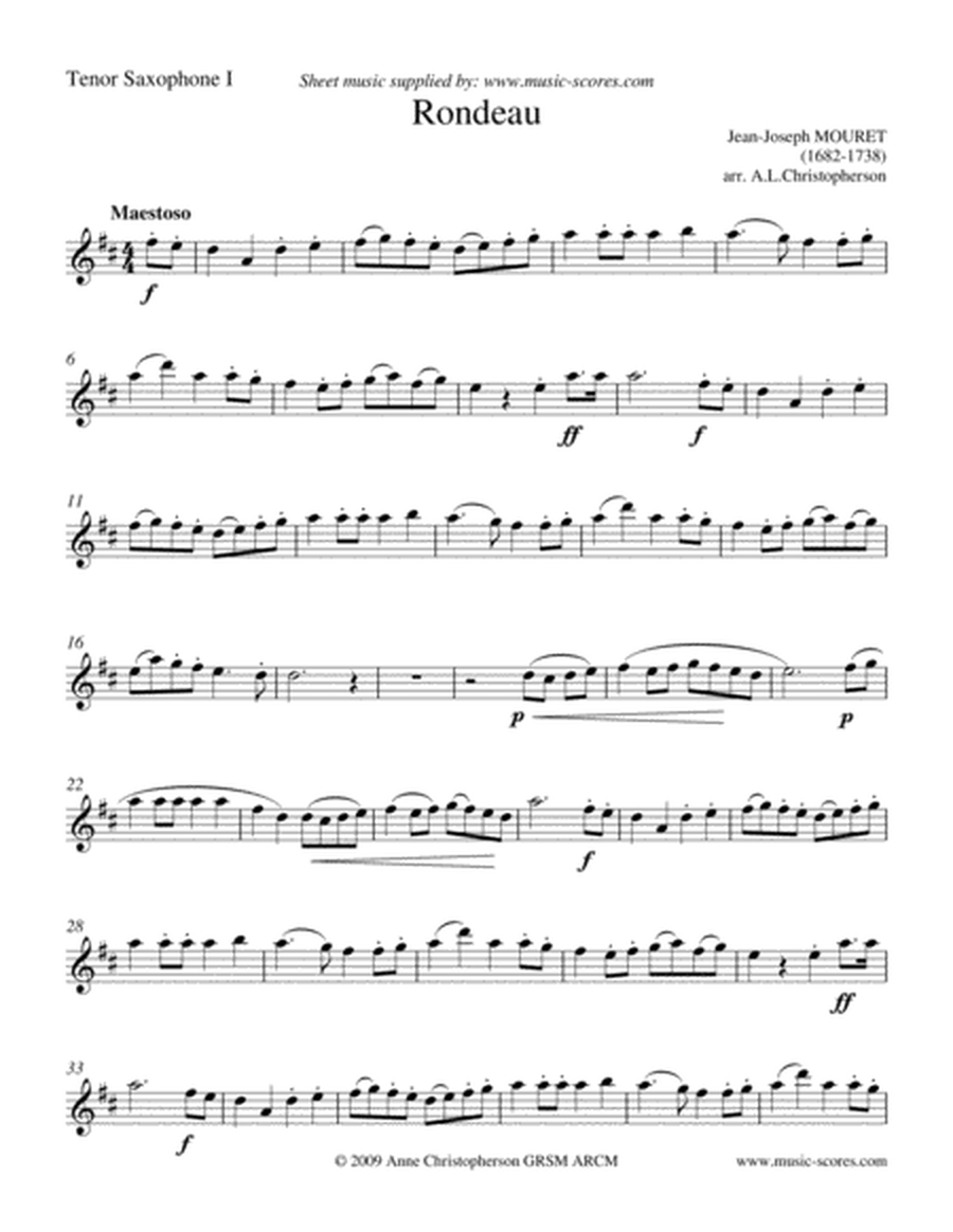 Rondeau: Bridal Fanfare - Tenor Saxophone Quartet image number null