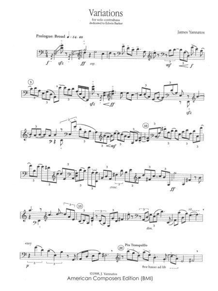 [Yannatos] Variations for Solo Contrabass