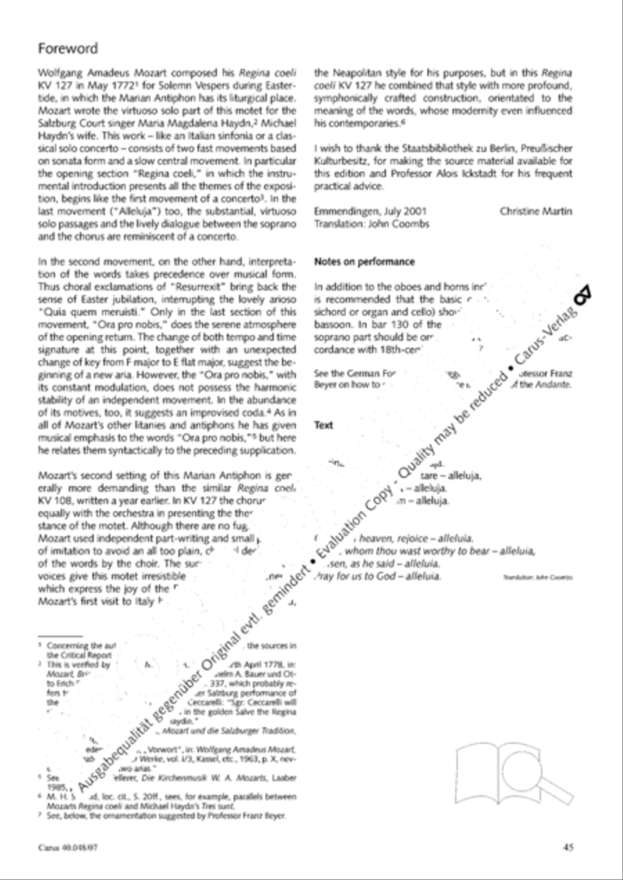 Regina coeli in B-Flat Major, K. 127 4-Part scores gallery preview page 46