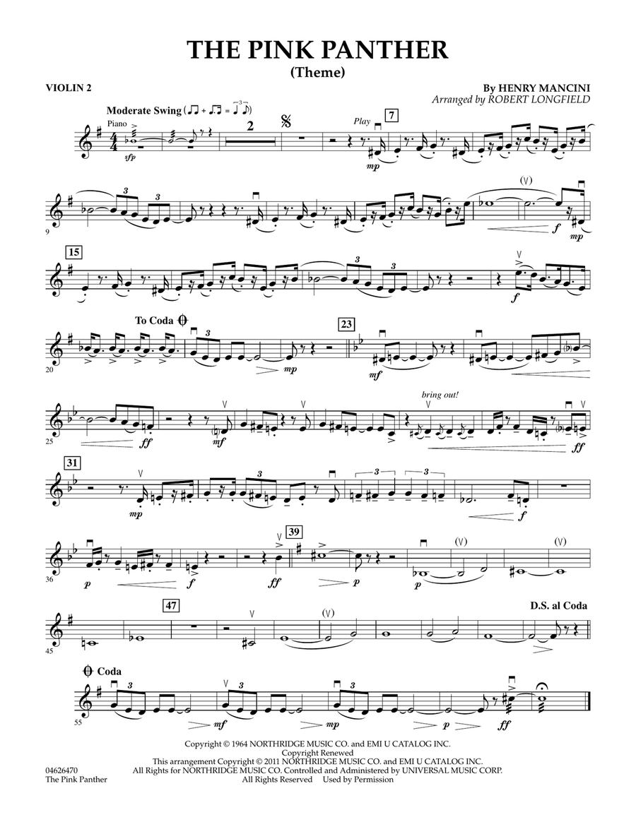 The Pink Panther (Theme) - Violin 2 Orchestra scores gallery preview page 1