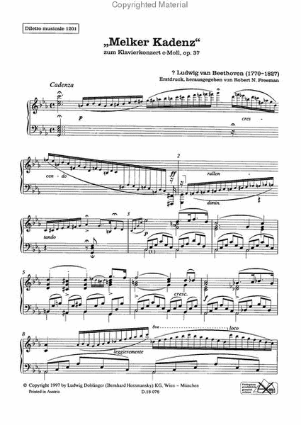 Melker Kadenz zum Klavierkonzert Nr. 3 c-moll op. 37