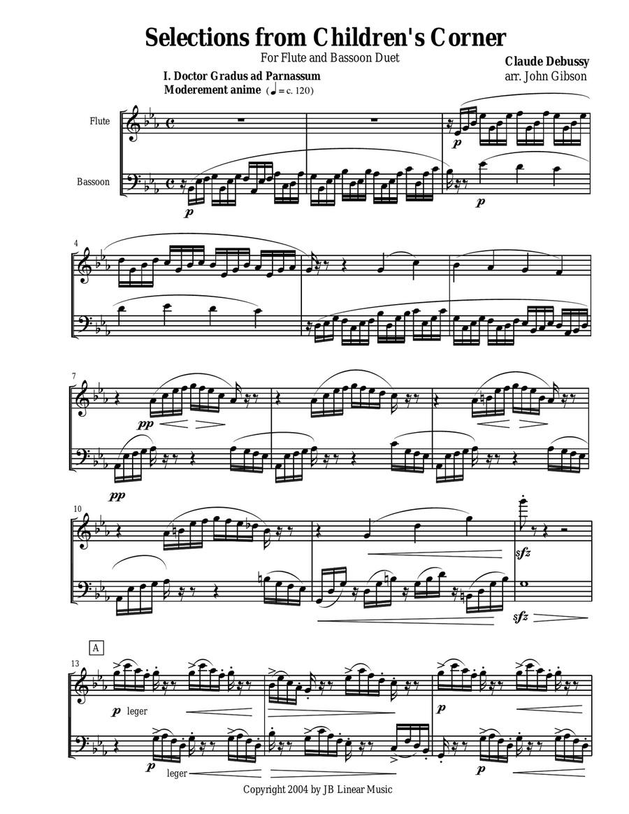 Debussy Children's Corner for flute and bassoon duet Woodwind Duet scores gallery preview page 2