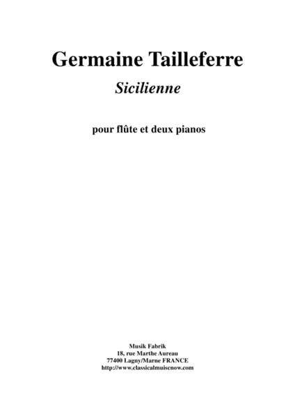 Germaine Tailleferre: Sicilienne for flute and two pianos