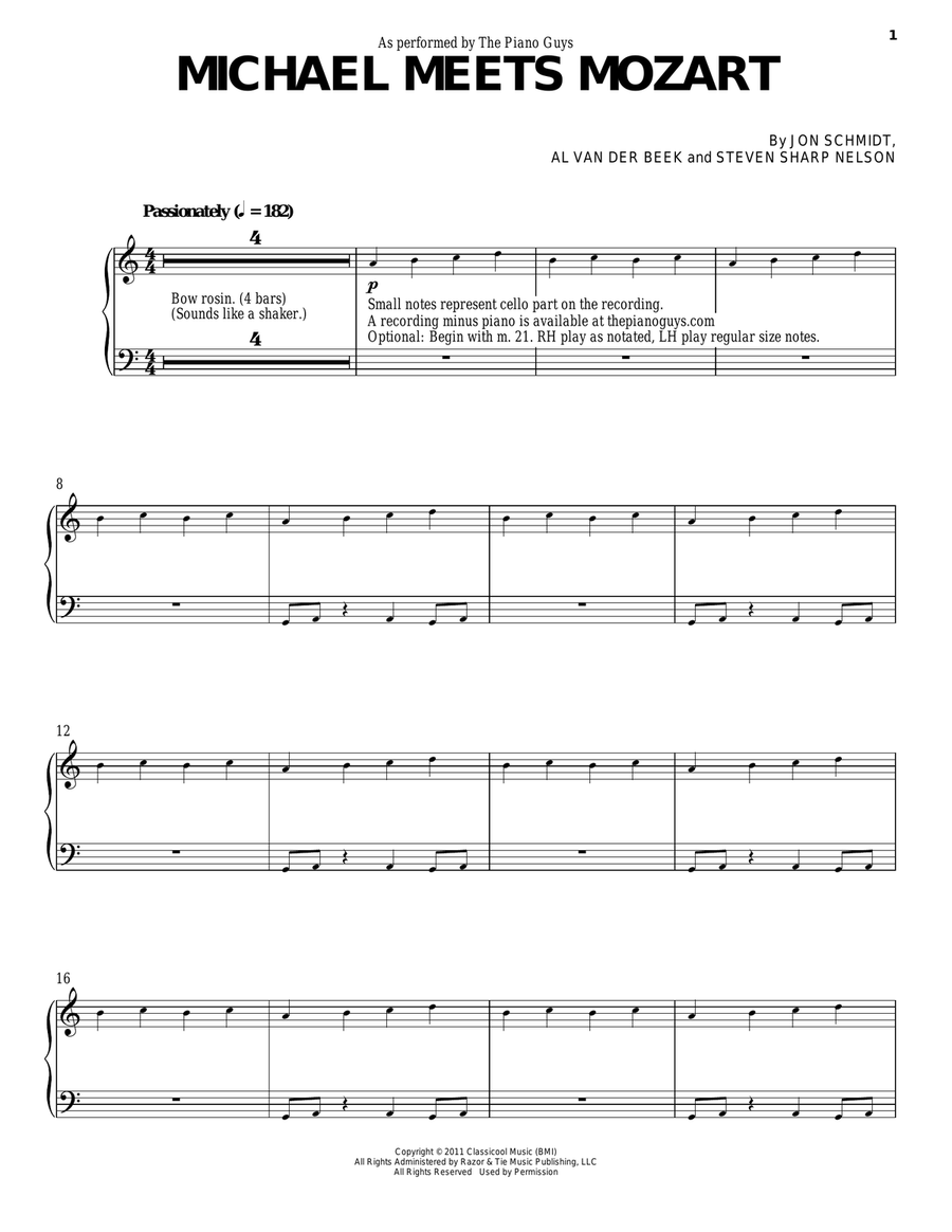 Michael Meets Mozart Piano Solo scores gallery preview page 1
