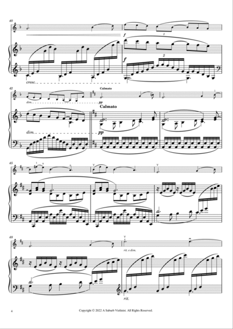 Clair de Lune for Easy Violin in First Position Violin Solo scores gallery preview page 4