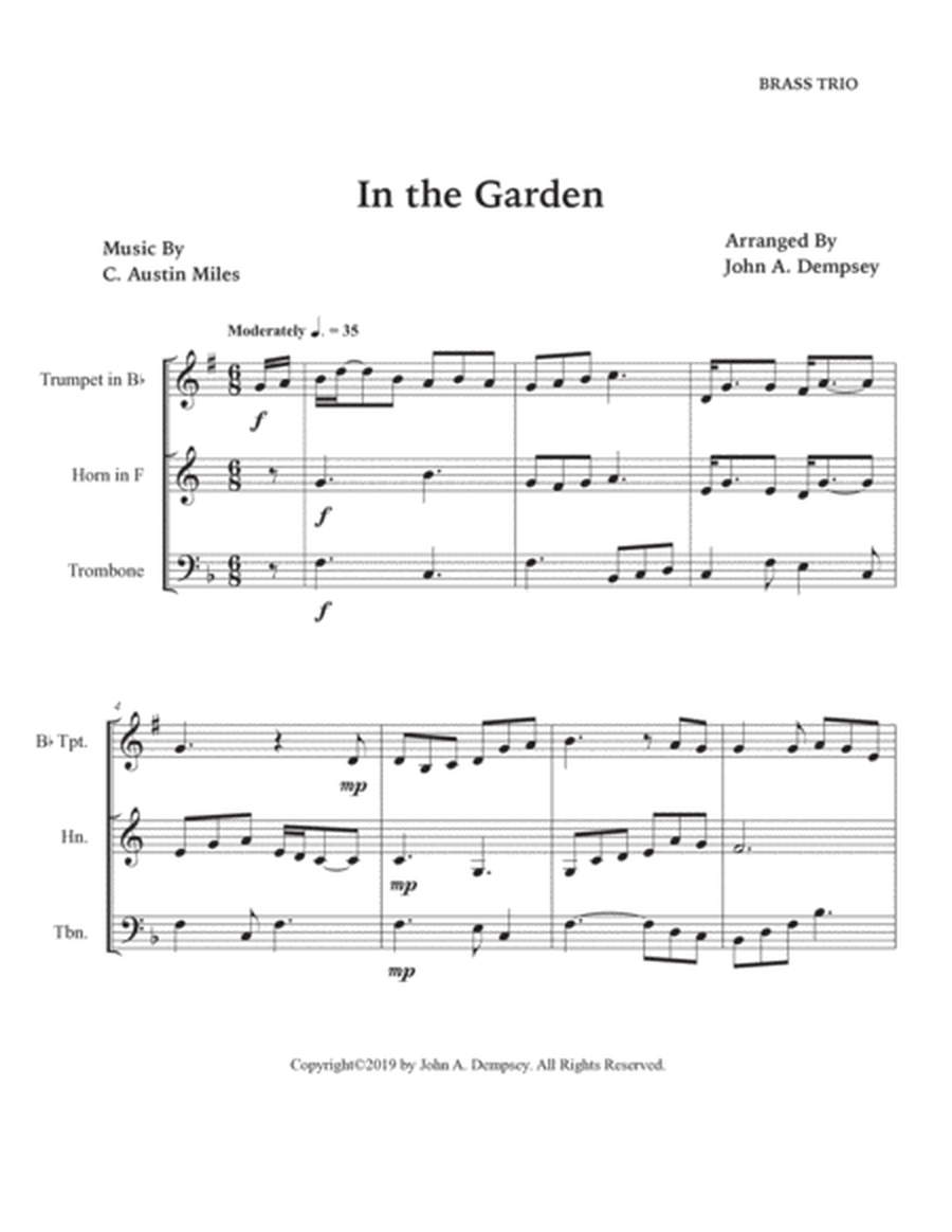 In the Garden (Brass Trio): Trumpet, Horn in F and Trombone image number null