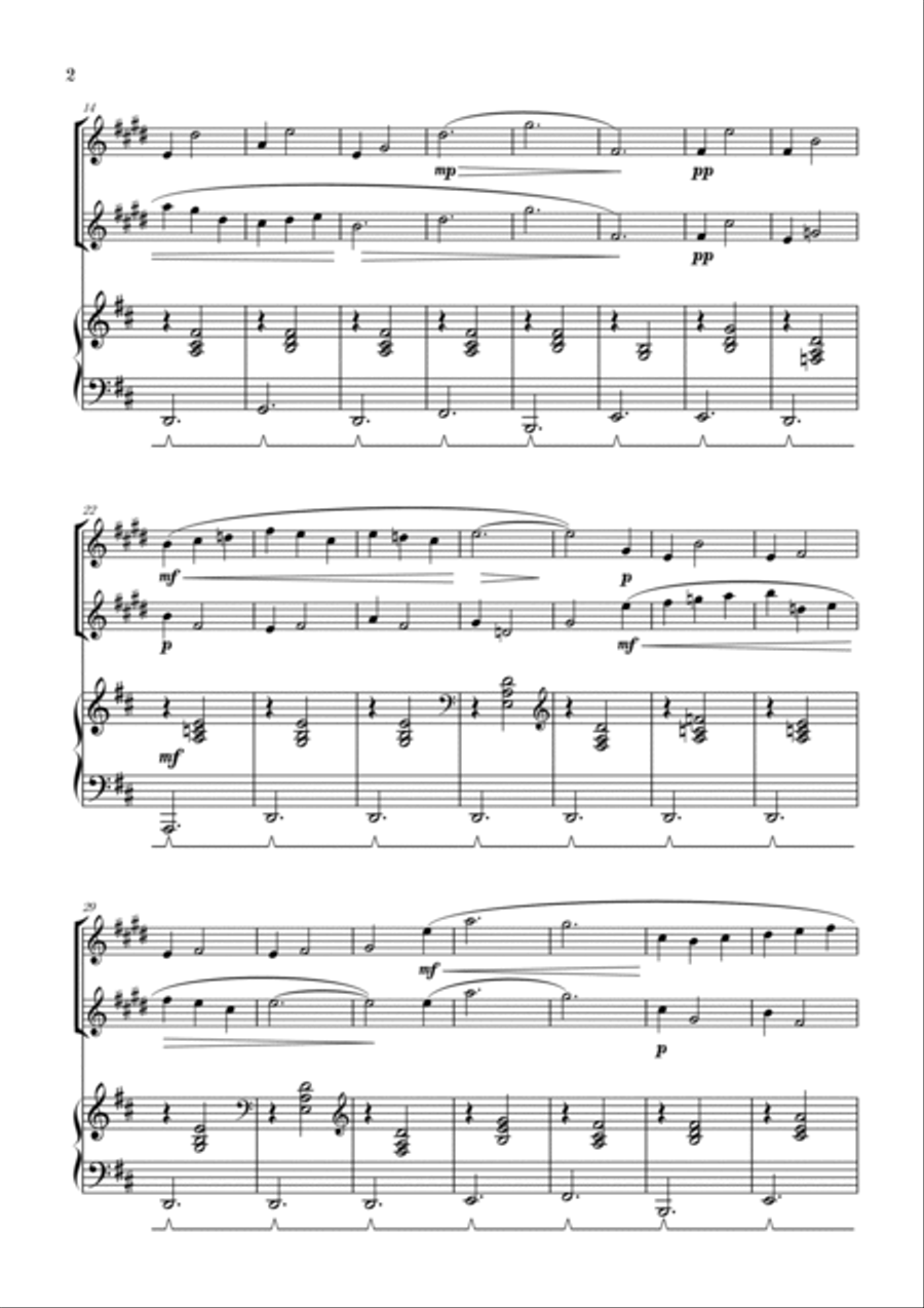 Gymnopédie no 1 | Trumpet in Bb Duet | Original Key| Piano accompaniment |Easy intermediate Trumpet Duet scores gallery preview page 2