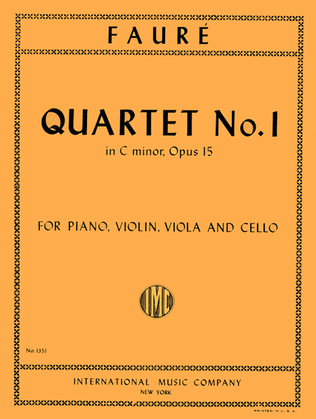 Book cover for Quartet No. 1 in C minor, Op. 15