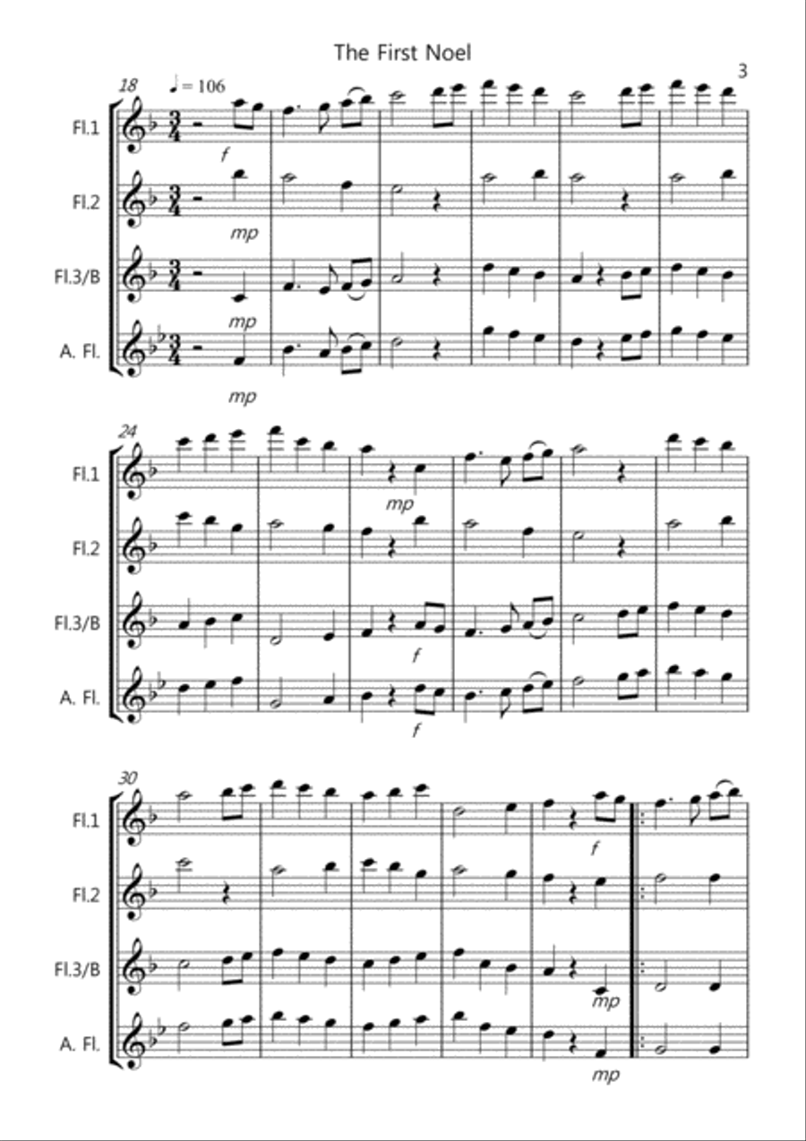 8 Easy Christmas Trios for Flute Flute Solo scores gallery preview page 3