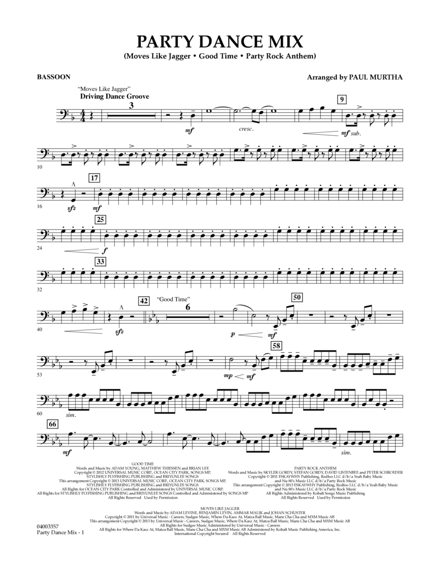 Party Dance Mix - Bassoon Concert Band scores gallery preview page 1