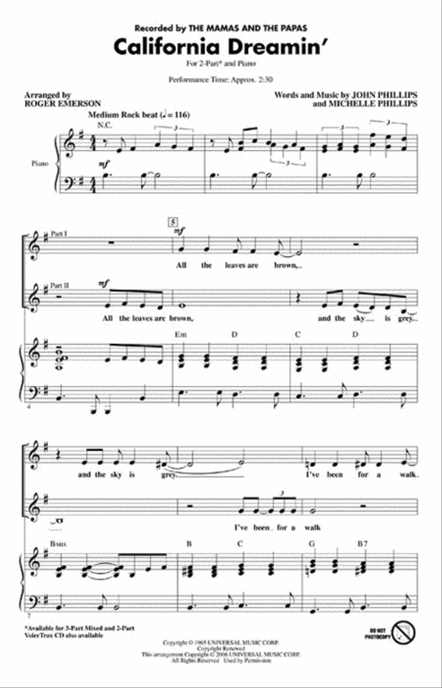 California Dreamin' 2-Part scores gallery preview page 2