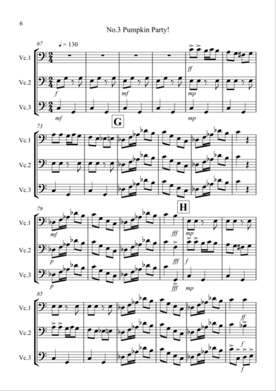 3 Halloween Pieces for Cello Trio 3 Halloween Pieces for Cello Trio Cello Solo scores gallery preview page 6