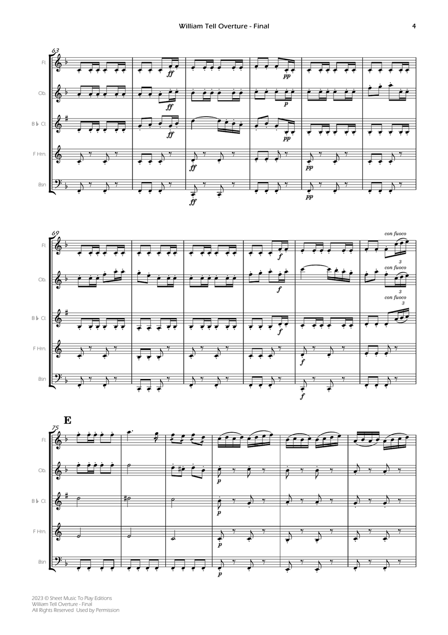William Tell Overture - Wind Quintet (Full Score) - Score Only Woodwind Quintet scores gallery preview page 6